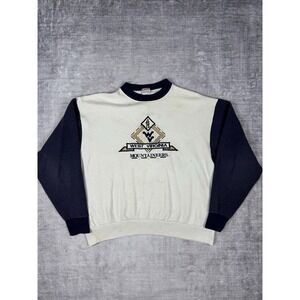 Vtg West Virginia Mountaineers Sweatshirt Men XL White 2 Toned Crewneck‎ 90s